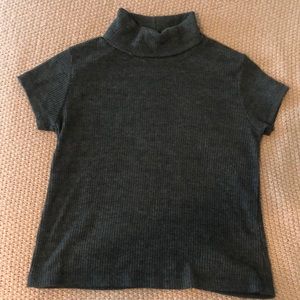 Cropped gray turtle neck short sleeve shirt!
